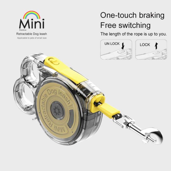 Yellow Mini Retractable Dog Leash