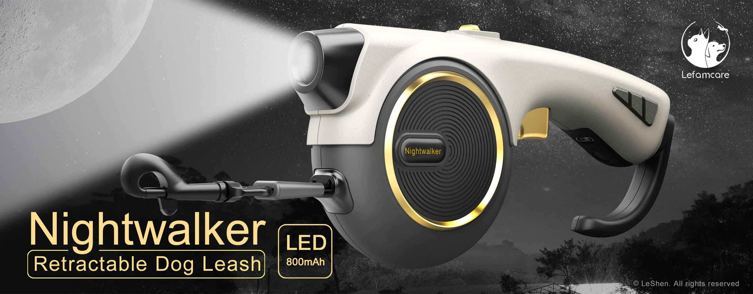 Retractable dog leash with light01