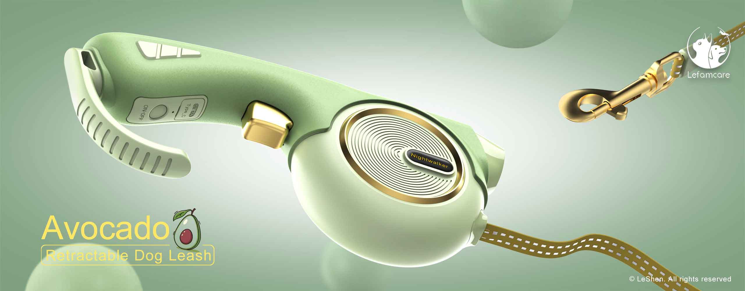 Retractable dog leash with light02